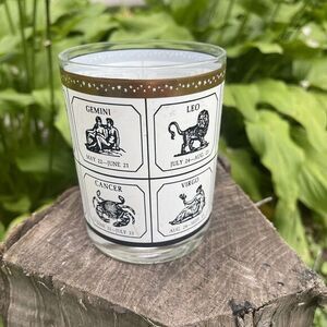 Vintage MCM Cera Zodiac Rocks Glass‎ Replacement 22k Trim